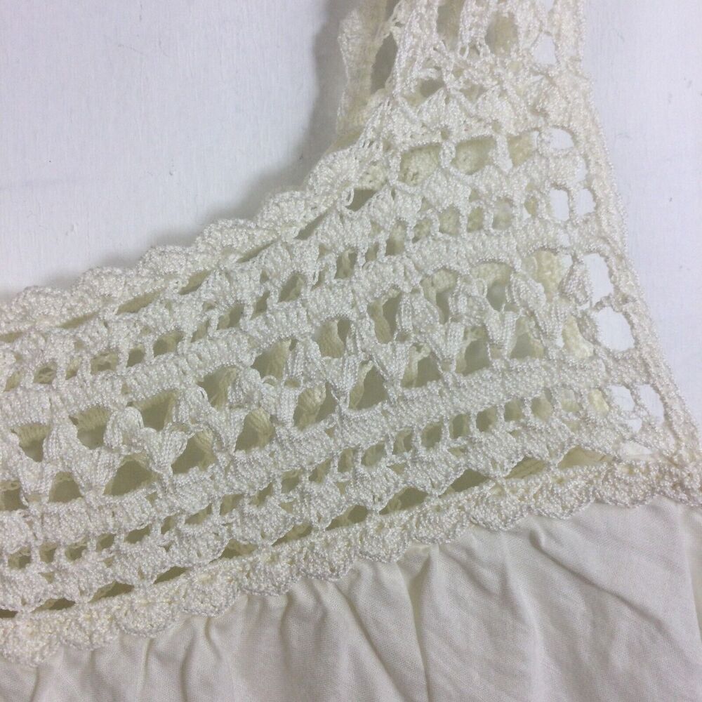 Vince Cotton Sleeveless Crochet Knit Strap Square Neck Tank Top Ivory Small NWT - Picture 4 of 12